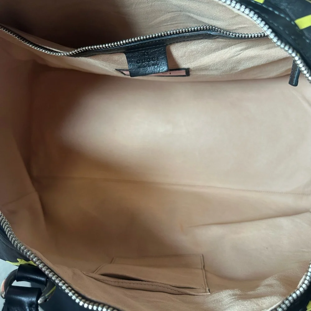 Authentic Gucci Ghost Black and Yellow Graphic Duffel Bag
